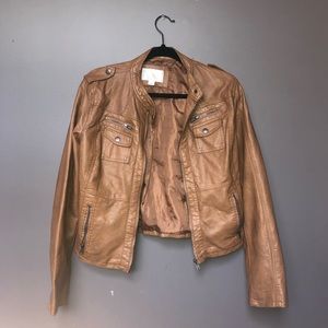 Brown Faux Leather Jacket